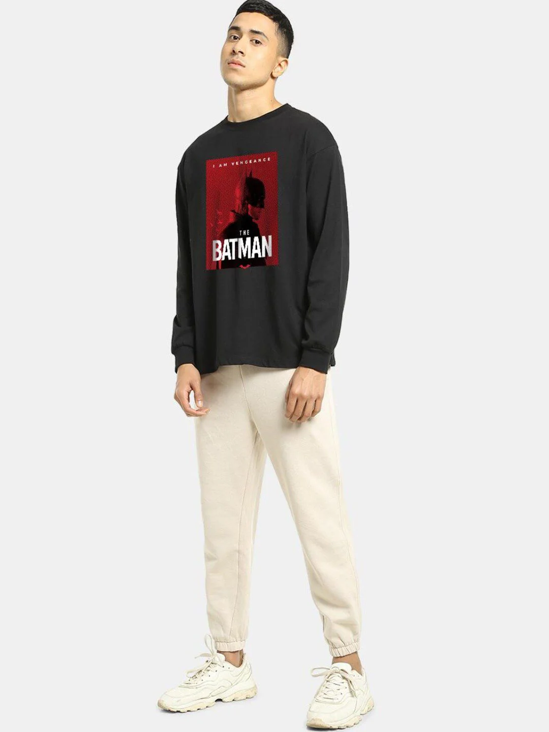 Bewakoof Men Black Printed Pure Cotton Applique Oversized T-shirt - Image 12