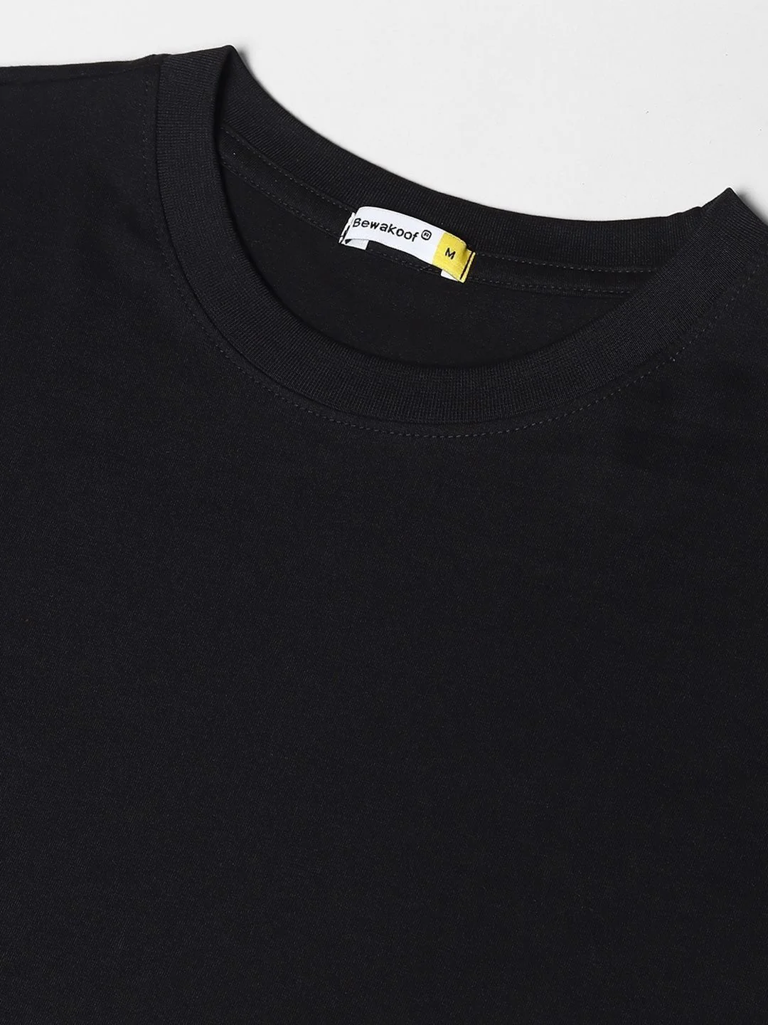 Bewakoof Men Black Solid Oversized T-shirt - Image 3