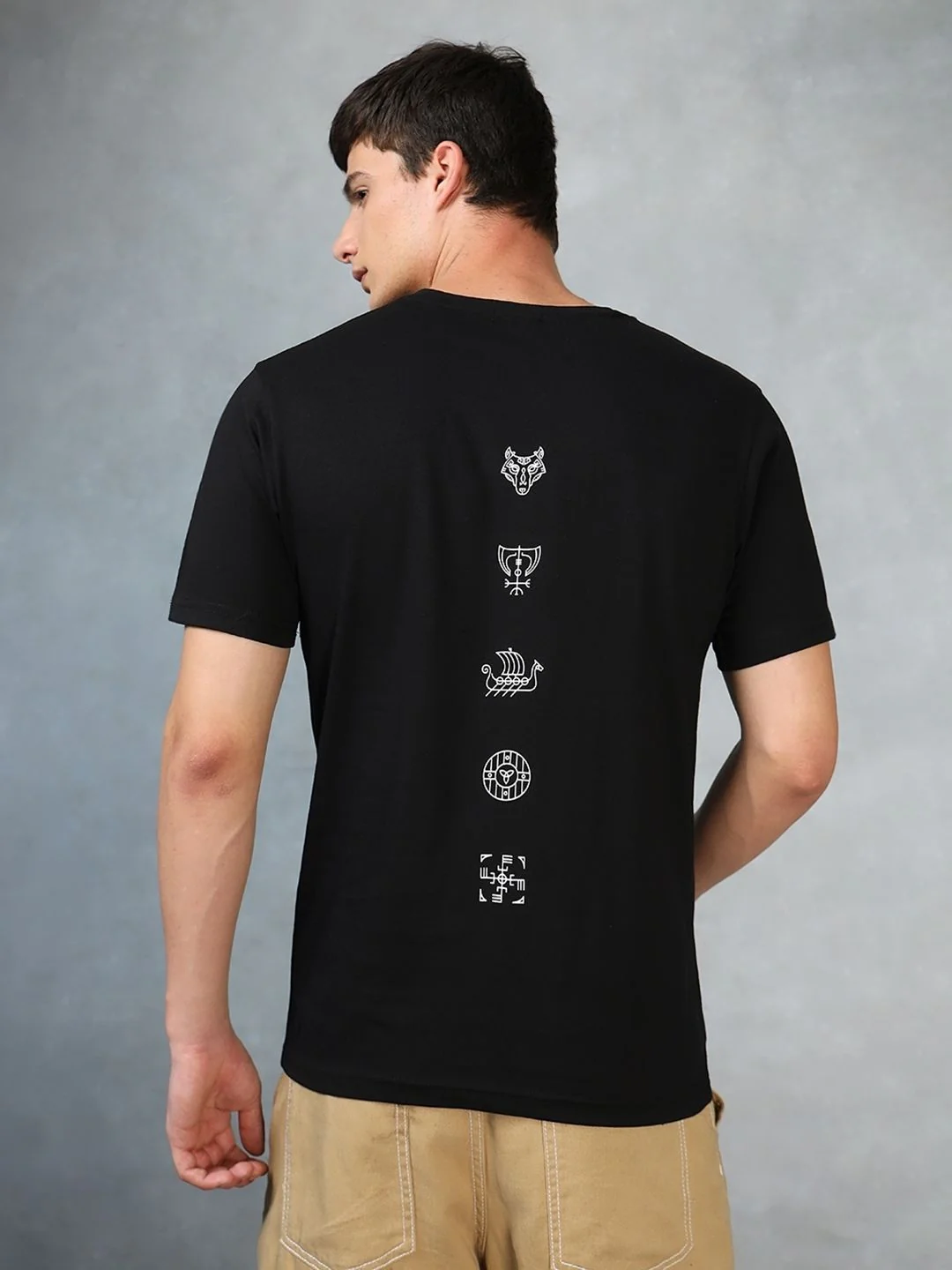 Bewakoof Men Black Typography Printed Pure Cotton T-shirt - Image 4