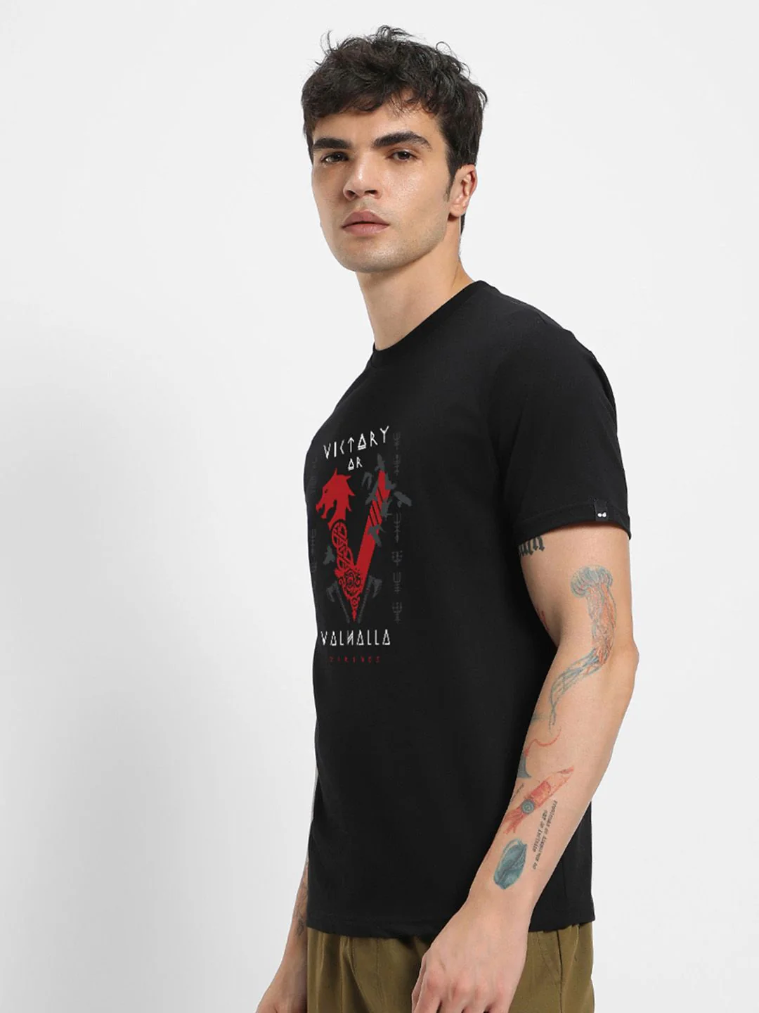 Bewakoof Men Black Typography Printed Pure Cotton T-shirt - Image 3