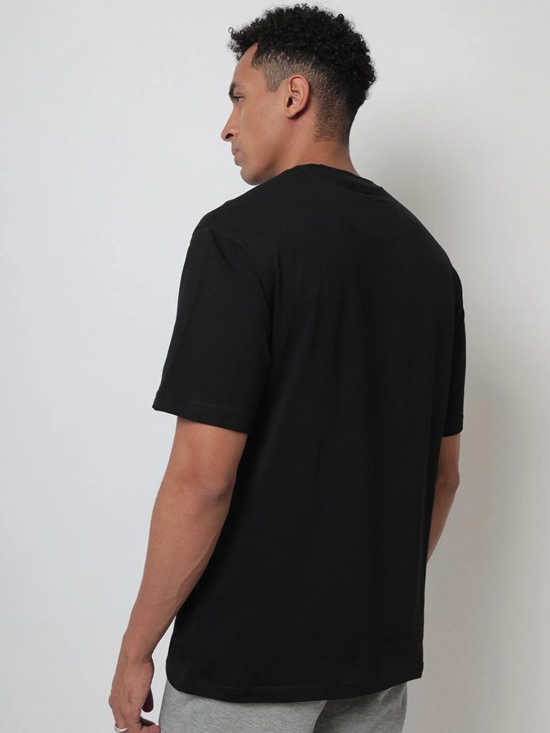 Bewakoof Men Black & White Printed Oversized T-shirt - Image 5