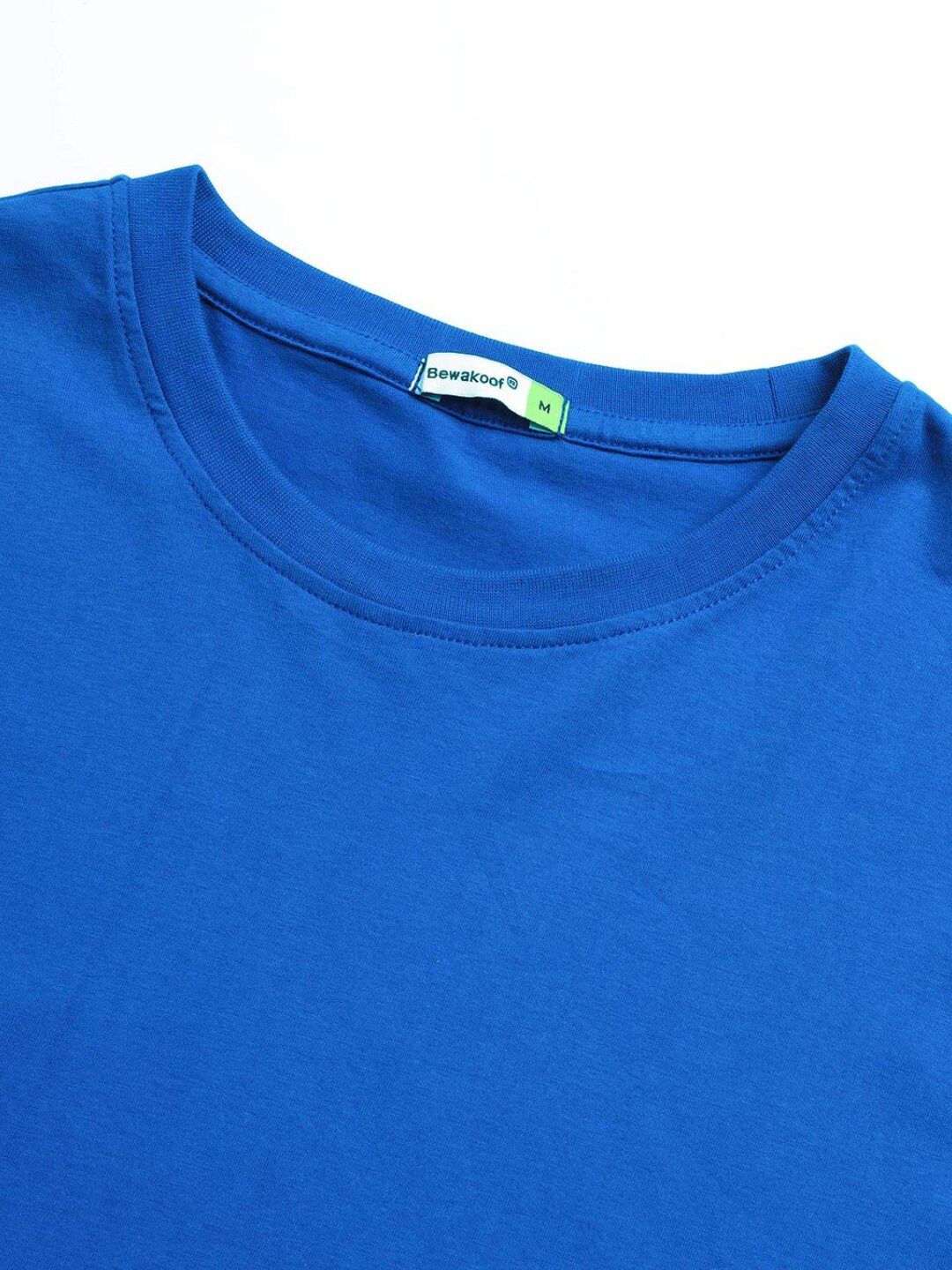 Bewakoof Men Blue Drop-Shoulder Sleeves Pure Cotton Oversized T-shirt - Image 7