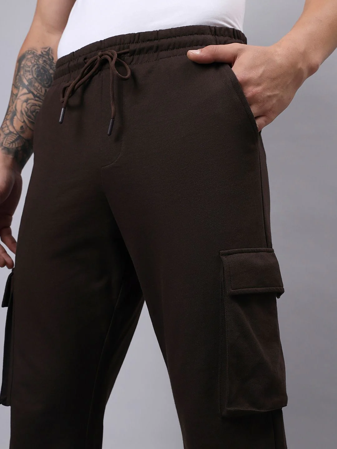 Bewakoof Men Brown Cotton Oversized Joggers - Image 6