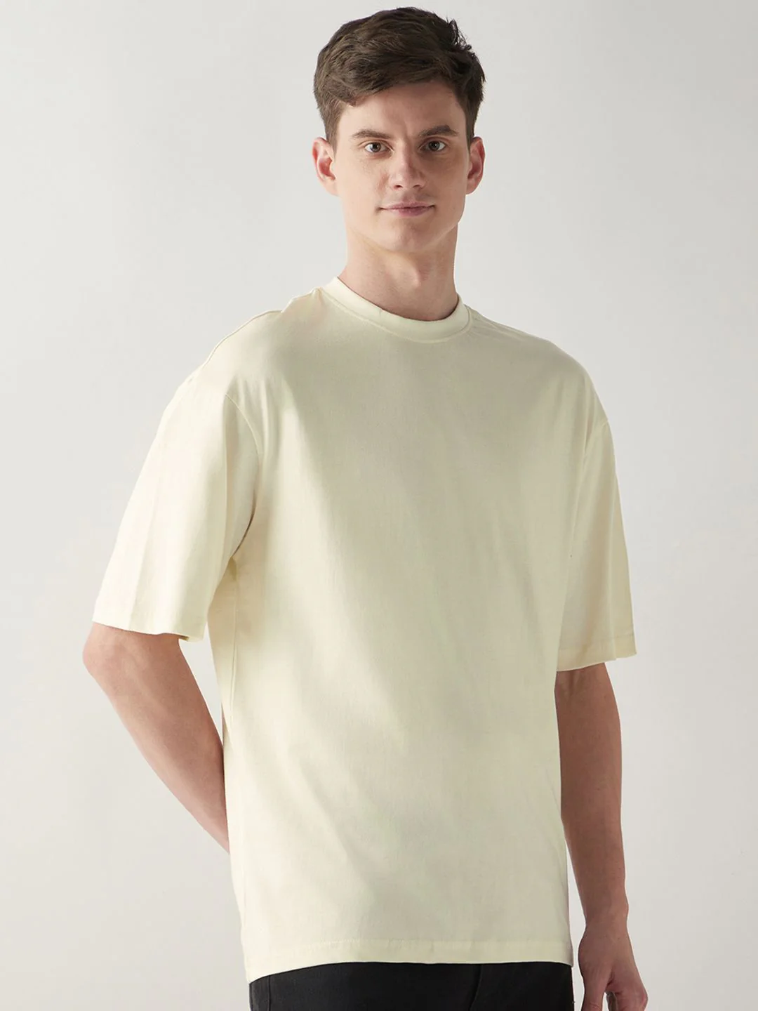 Bewakoof Men Cotton White Solid Oversize T-Shirt - Image 3