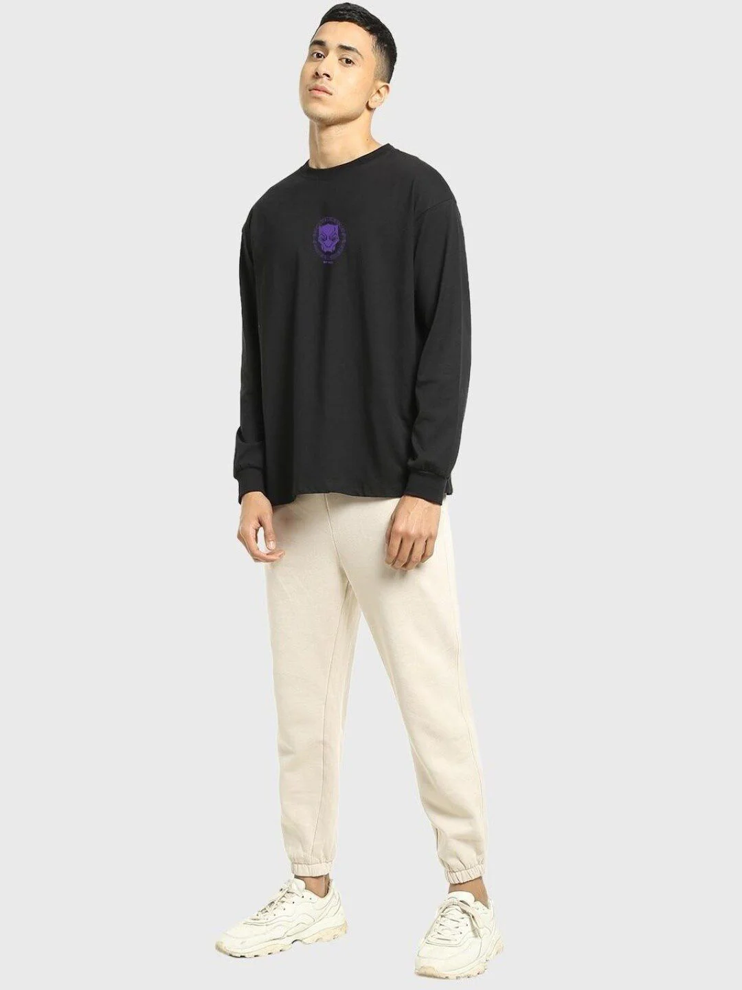 Bewakoof Graphic Printed Drop-Shoulder Sleeves Oversize Pure Cotton T-shirt - Image 2