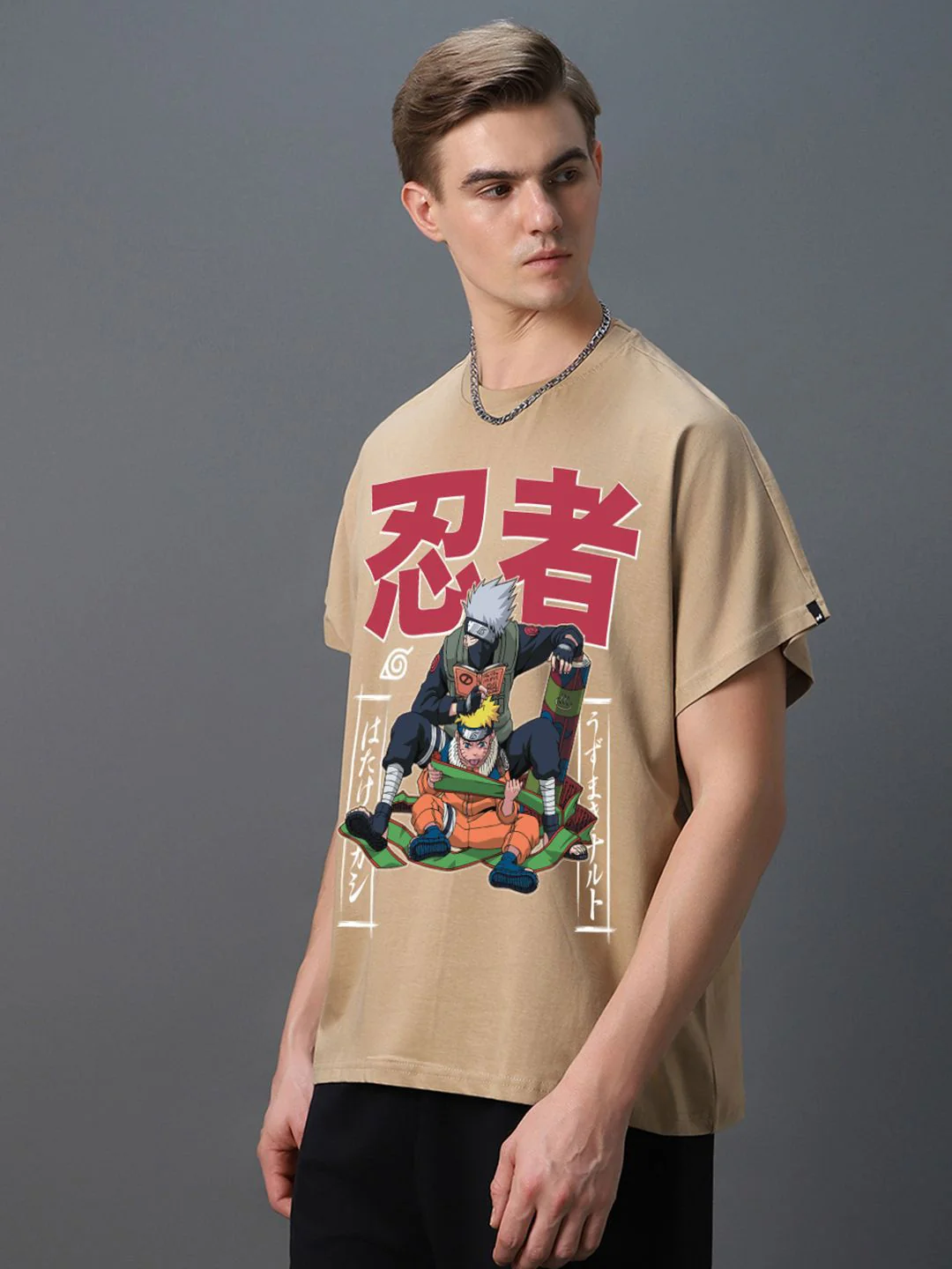 Bewakoof Men Graphic Printed Round Neck Pure Cotton Oversized T-shirt - Image 3