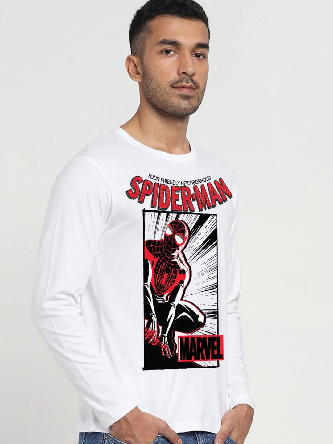 Bewakoof Men Graphic Spider-Man Printed Round Neck Pure Cotton T-shirt - Image 3