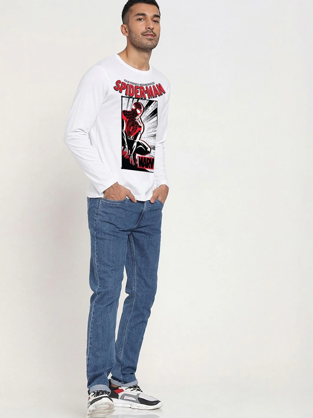 Bewakoof Men Graphic Spider-Man Printed Round Neck Pure Cotton T-shirt - Image 4