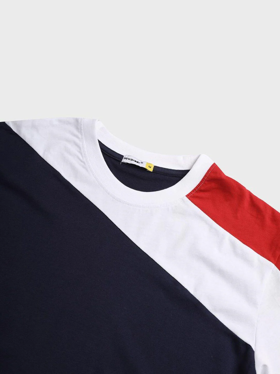 Bewakoof Men Navy Blue & White Colourblocked Pure Cotton T-shirt - Image 6