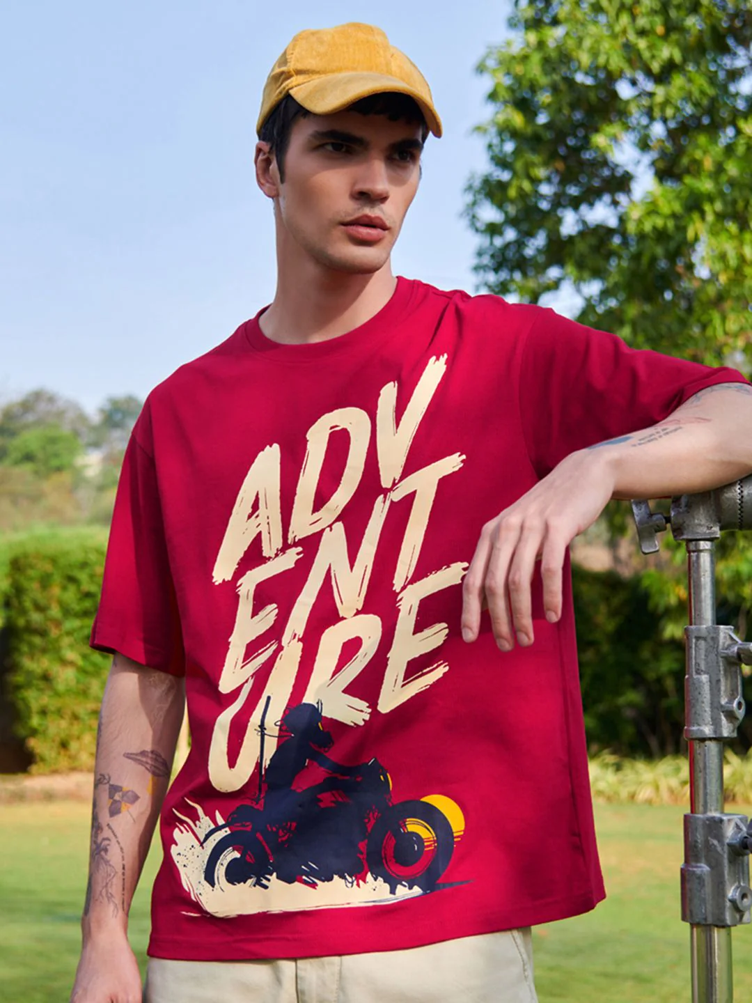 Bewakoof Men Red Printed Oversized T-shirt - Image 8