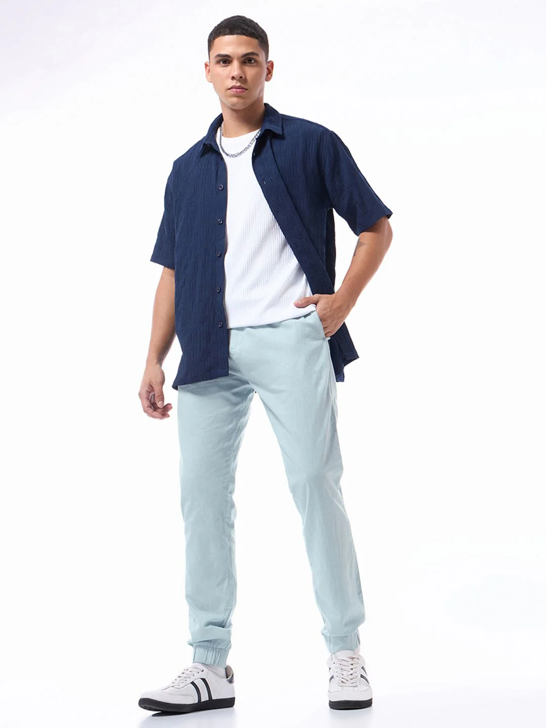 Bewakoof Men Sky Blue Joggers - Image 5