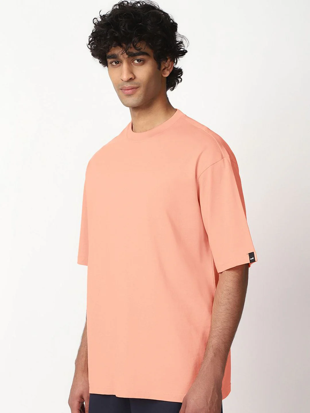 Bewakoof Men Solid Round Neck Cotton Oversized T-shirt - Image 3