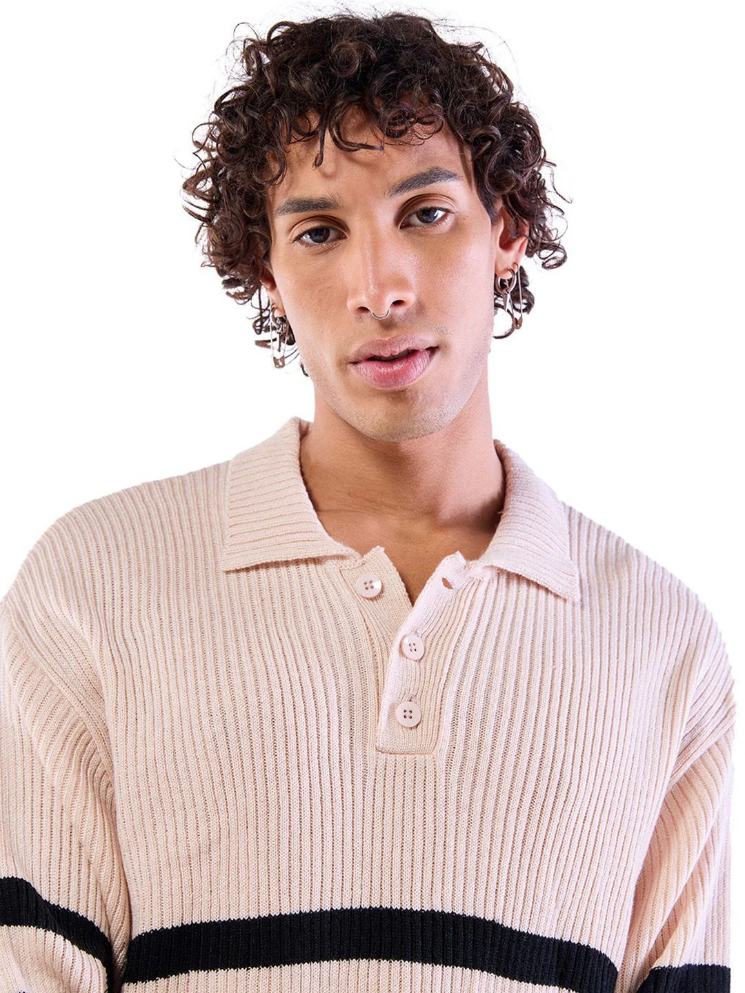 Bewakoof Men Striped Shirt Collar Pullover - Image 2