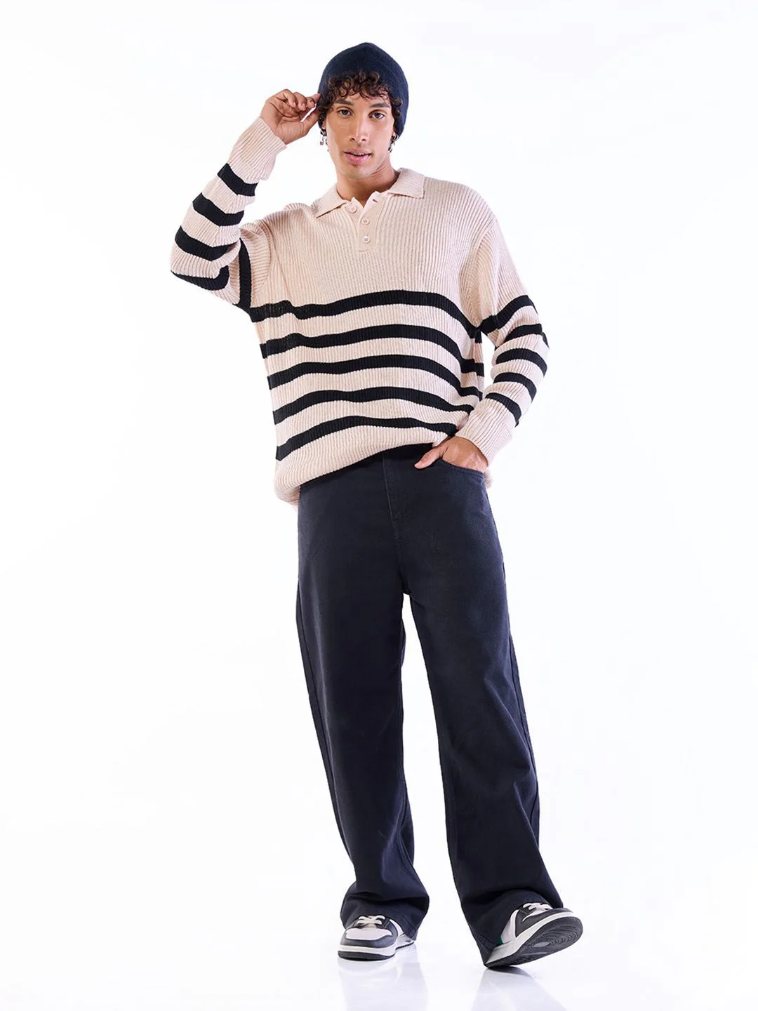 Bewakoof Men Striped Shirt Collar Pullover - Image 4