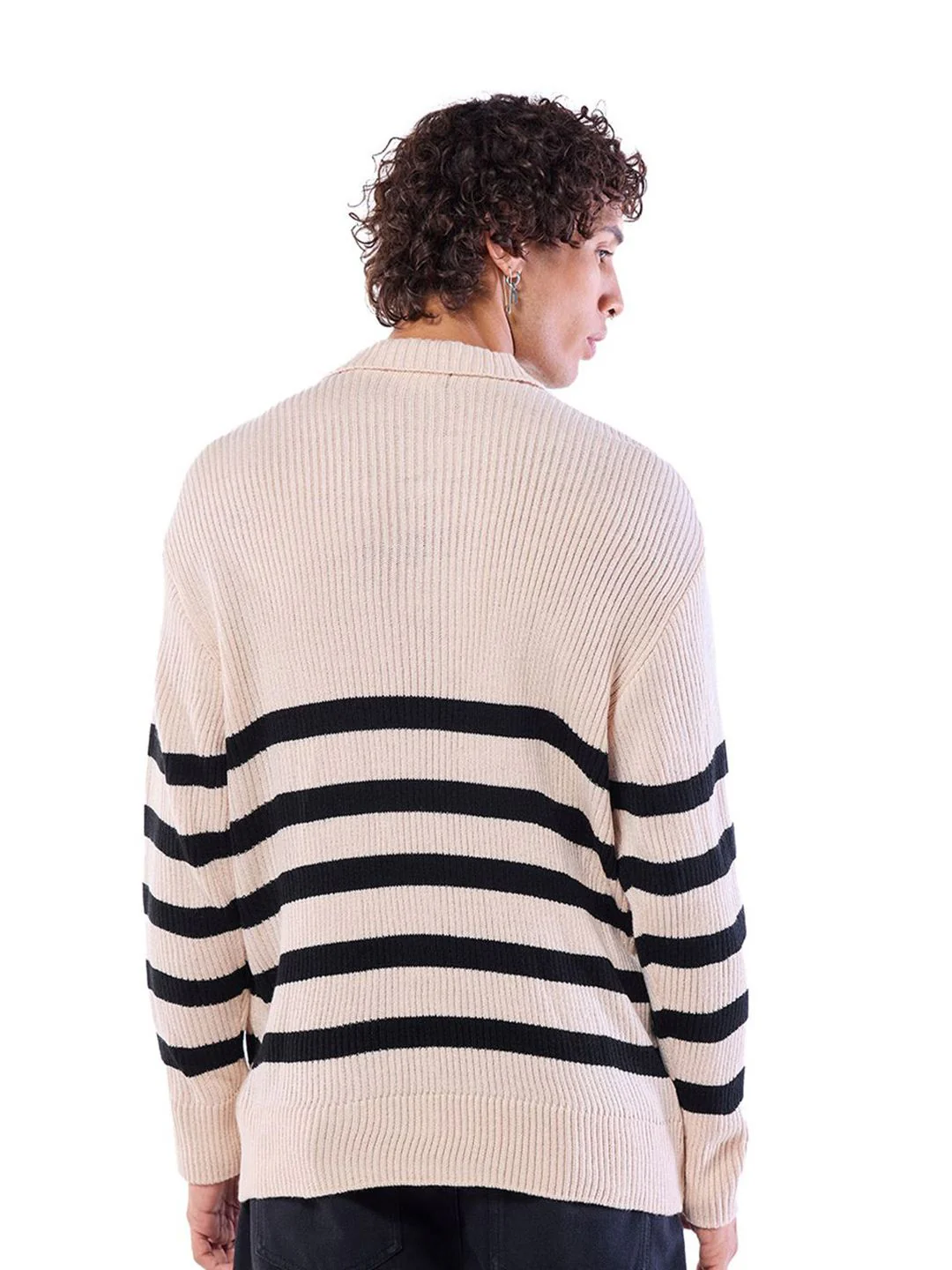 Bewakoof Men Striped Shirt Collar Pullover - Image 5