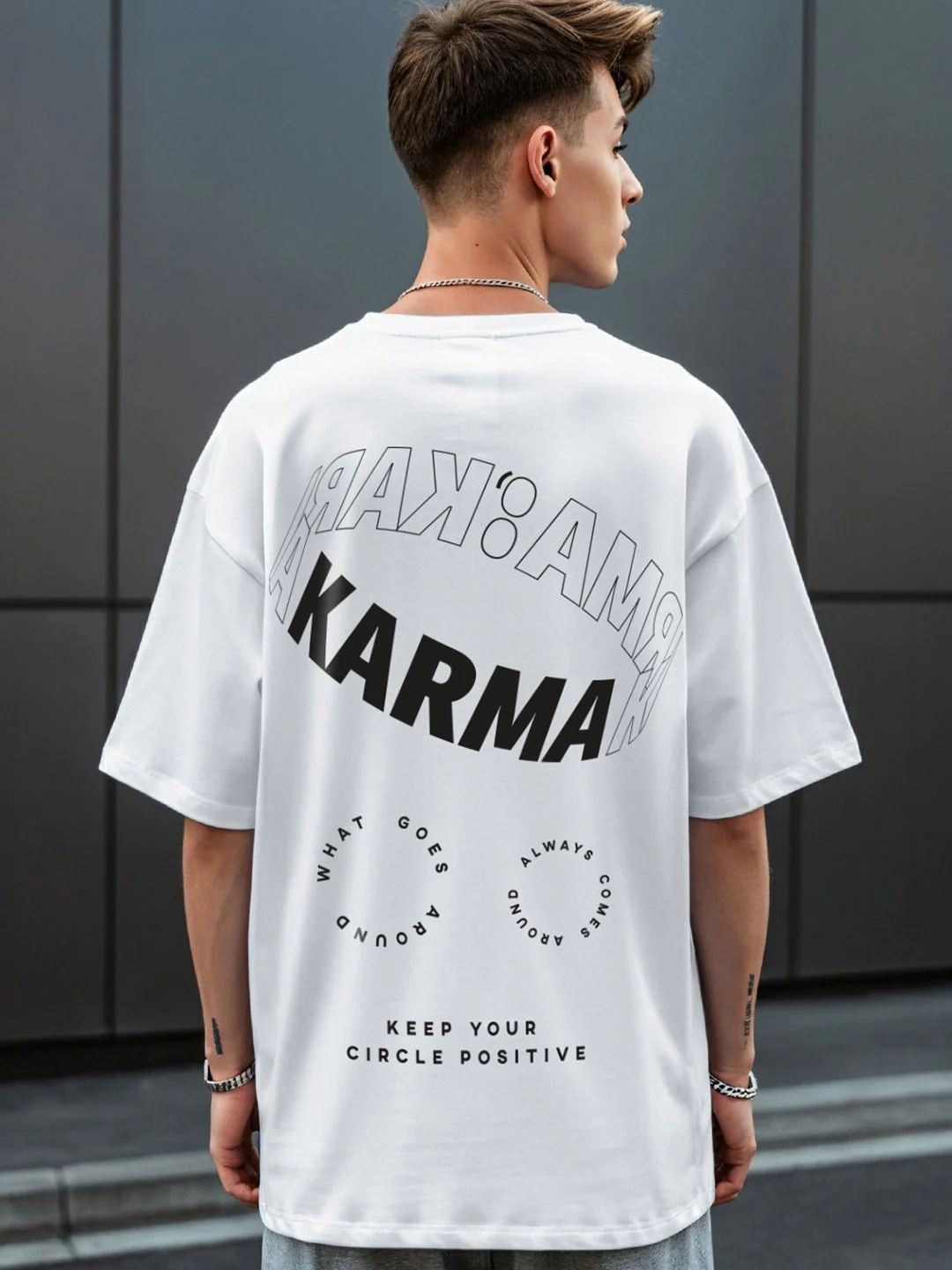 Bewakoof Men Typography Back Printed Oversized T-shirt - Image 8