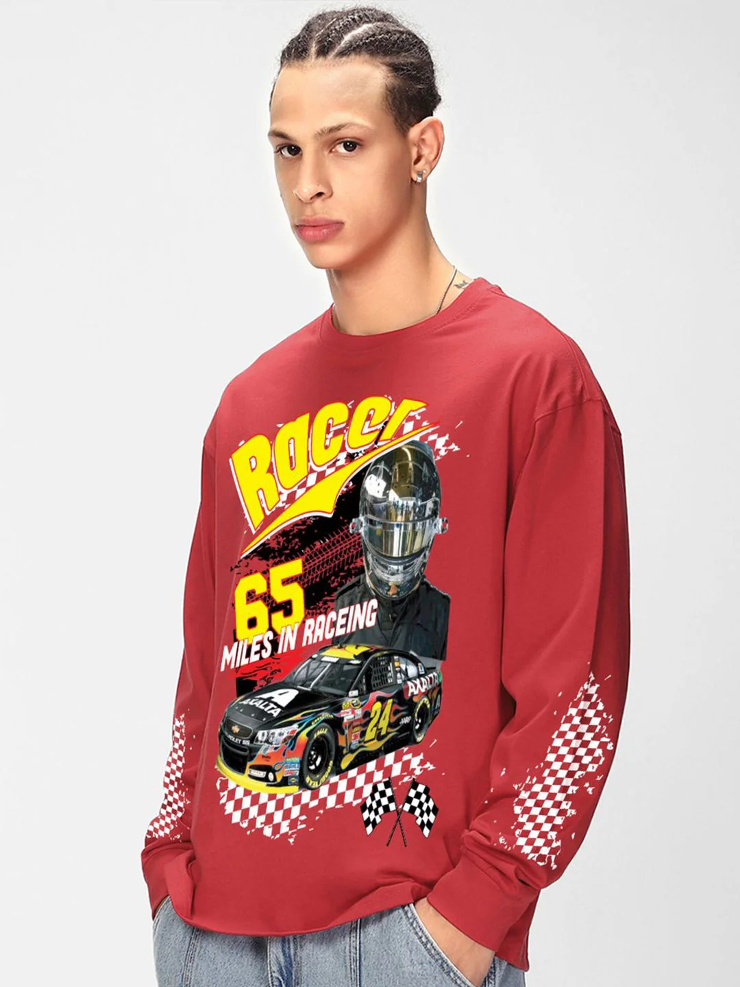 Bewakoof Men Typography Printed Round Neck Pure Cotton Oversized T-shirt - Image 3