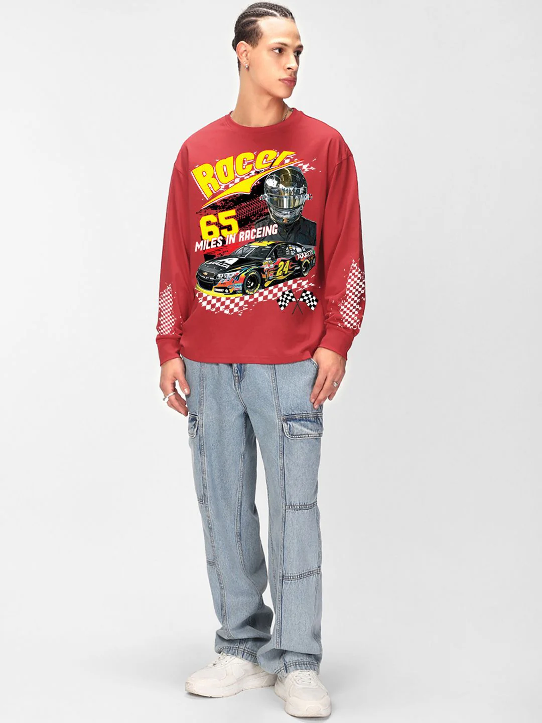 Bewakoof Men Typography Printed Round Neck Pure Cotton Oversized T-shirt - Image 4