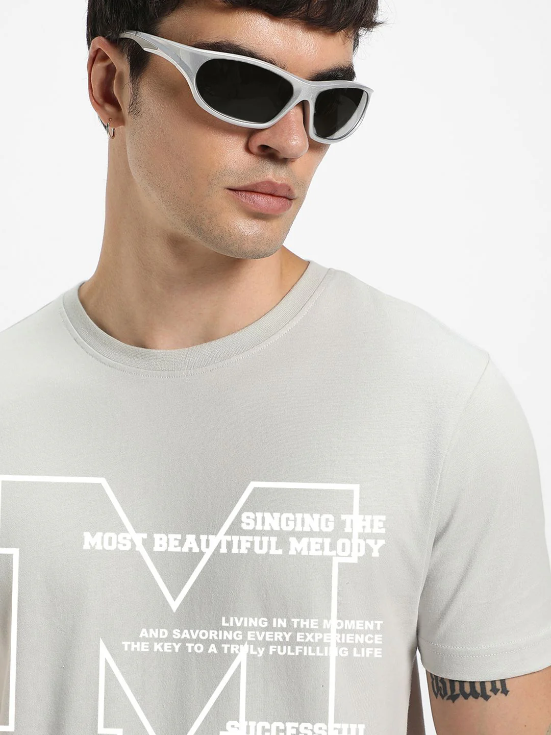 Bewakoof Men Typography Printed Round Neck Pure Cotton T-shirt - Image 6