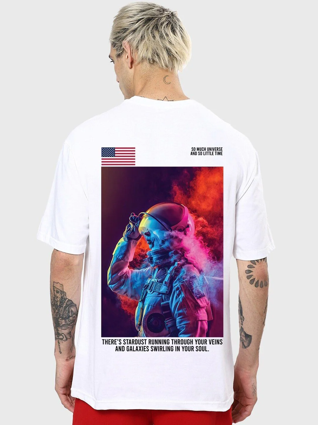 Bewakoof Men White Printed Oversized Pure Cotton T-shirt - Image 5