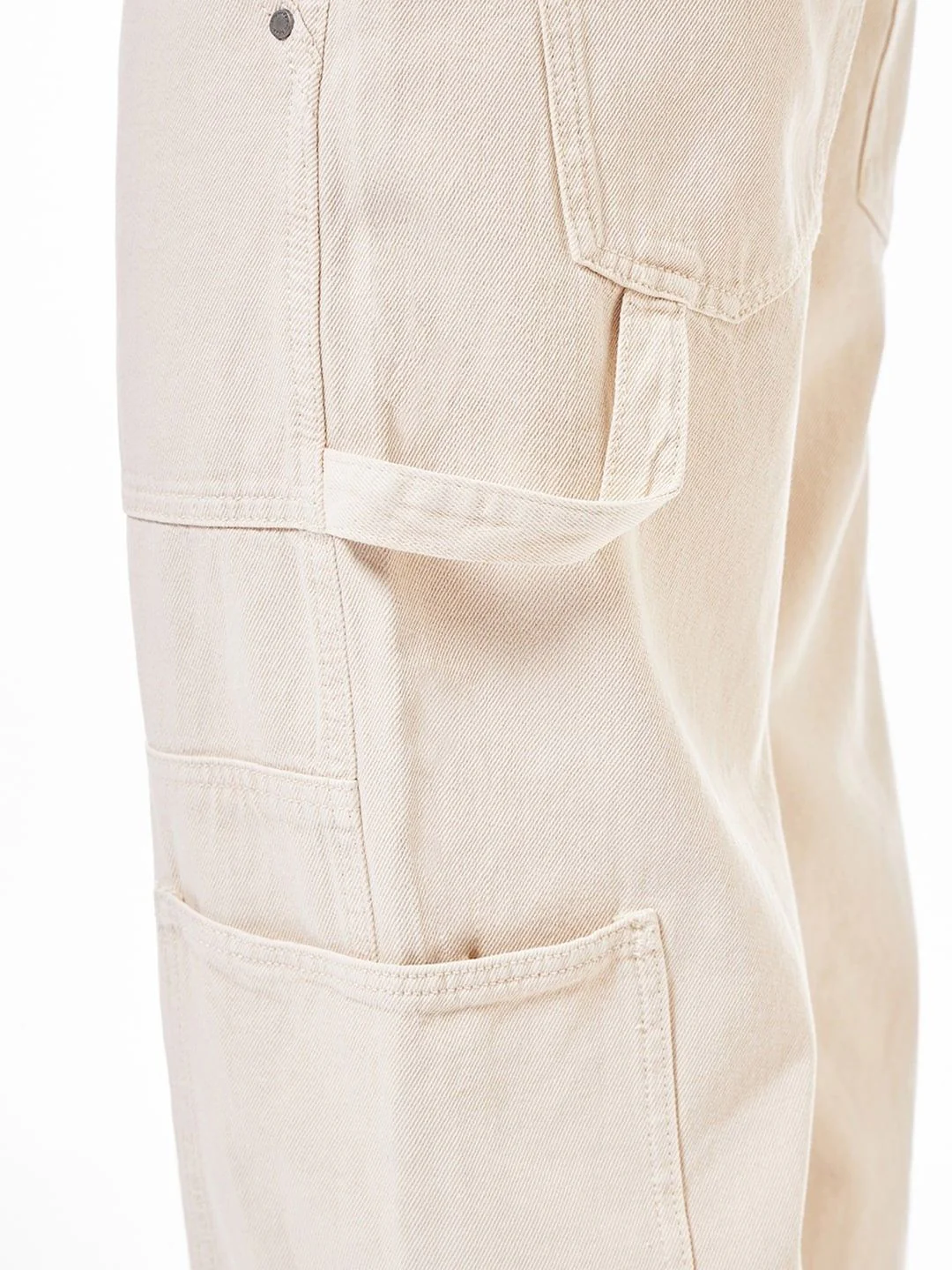 Bewakoof Men's Beige Baggy Cargo Carpenter Mid-Rise Jeans - Image 7