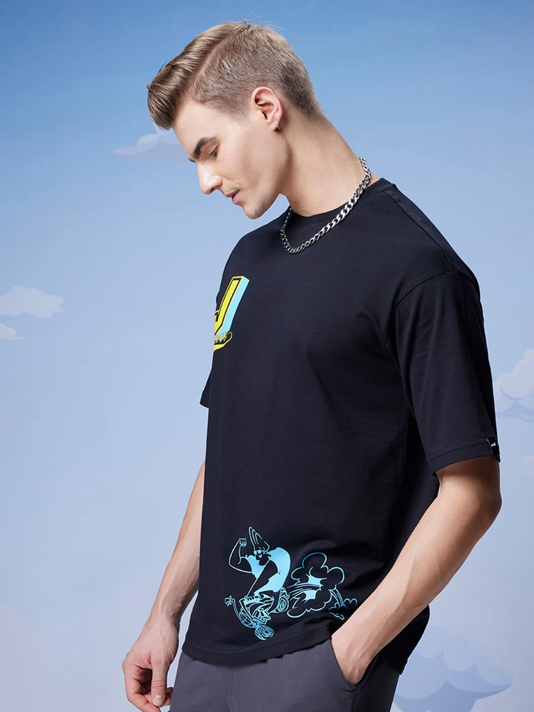 Bewakoof Official Cartoon Network Merchandise Johnny Biker Printed Oversized T-shirt - Image 5