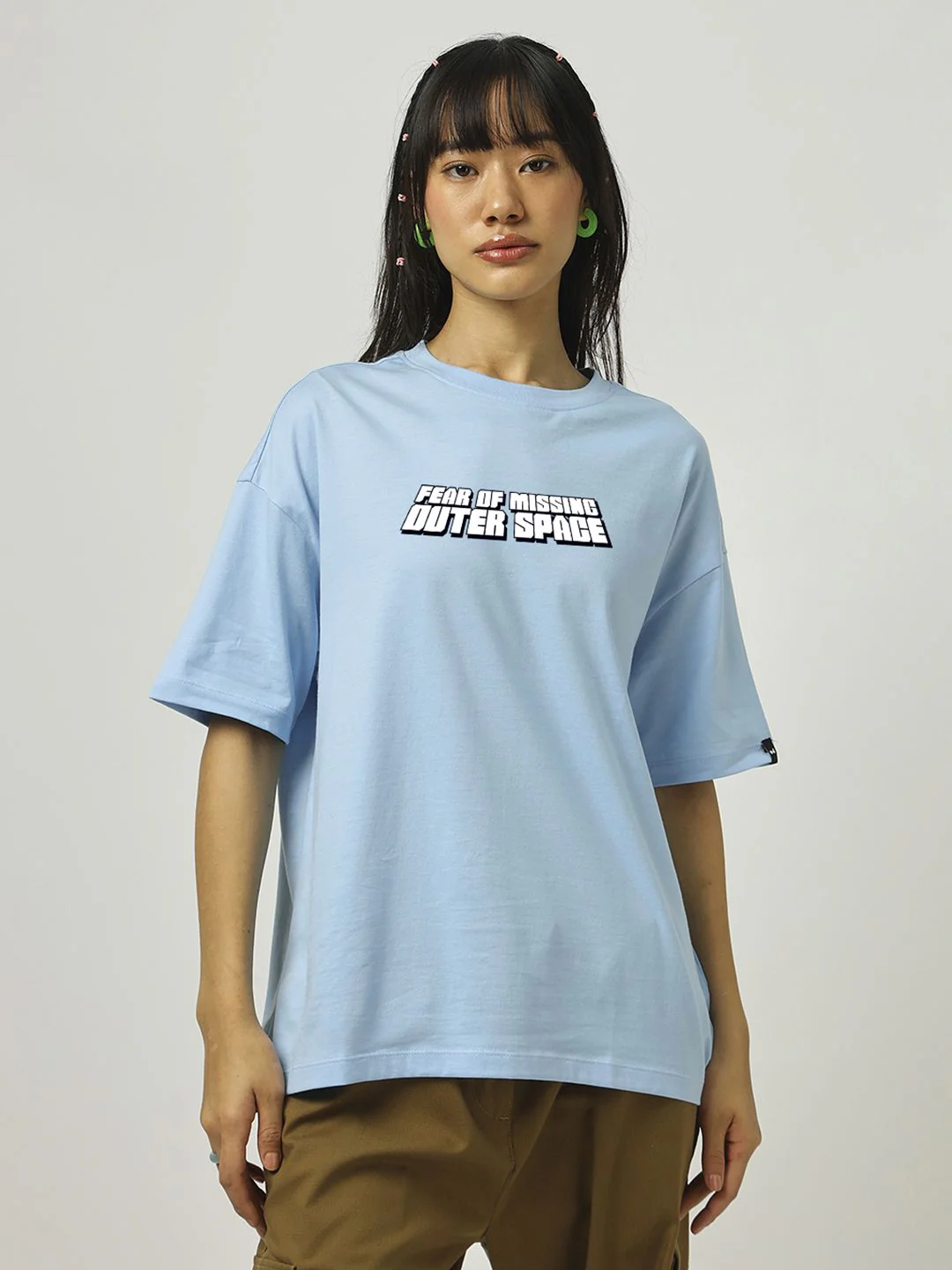 Bewakoof Official Disney Merchandise Lilo & Stitch Pure Cotton Printed Oversized T-Shirt
