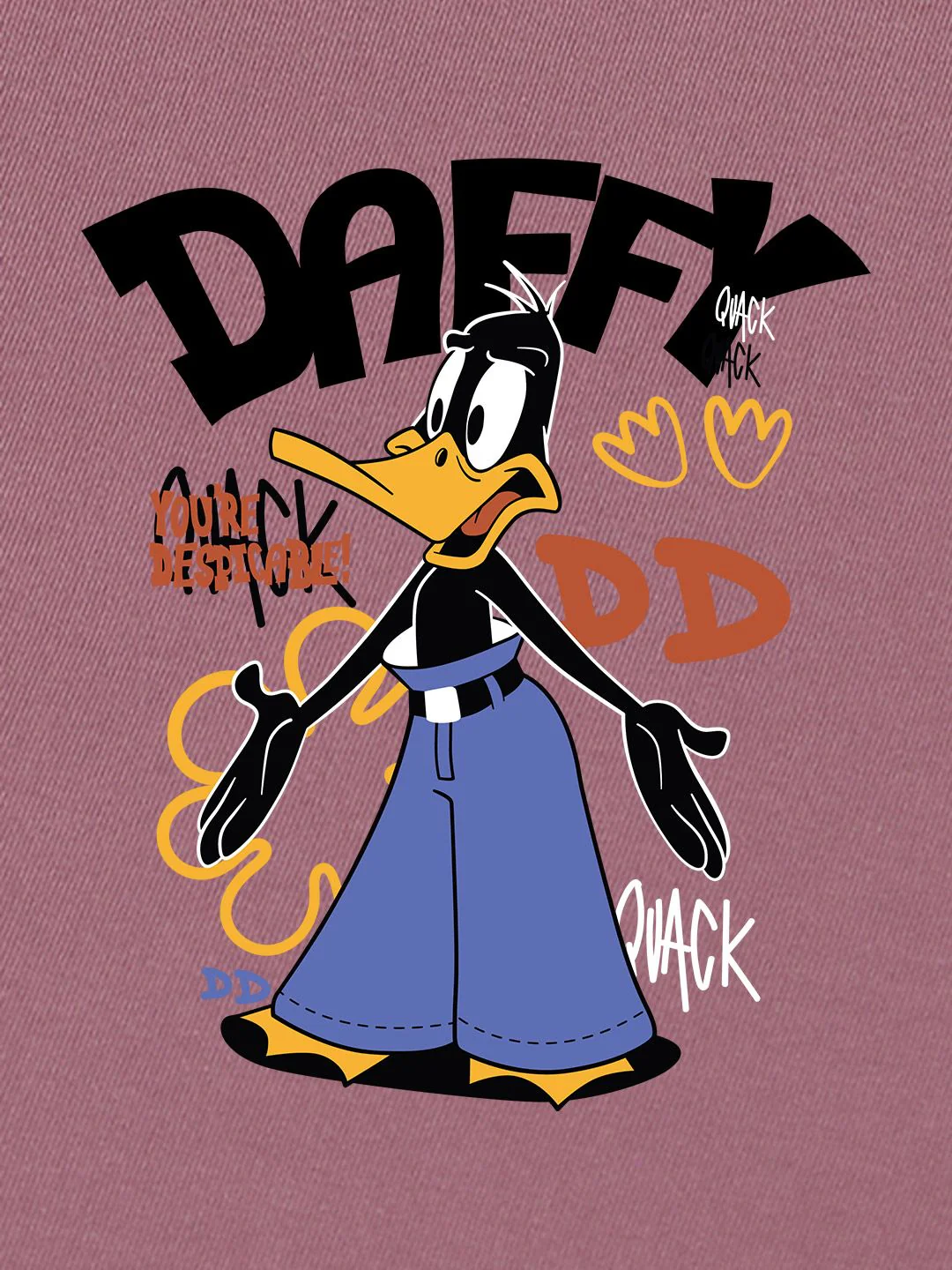 Bewakoof Official Looney Tunes Women's Mauve Daffy Graphic Printed Boyfriend T-Shirt - Image 2