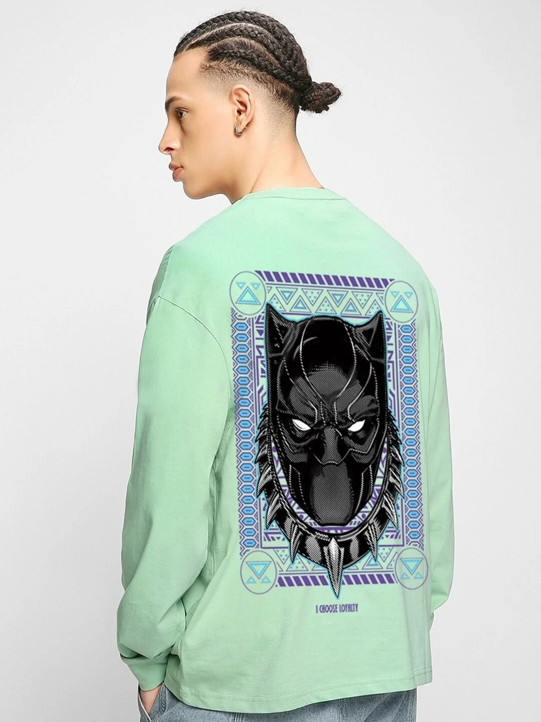 Bewakoof Official Marvel Merchandise King Panther Graphic Printed Oversized T-shirt - Image 3