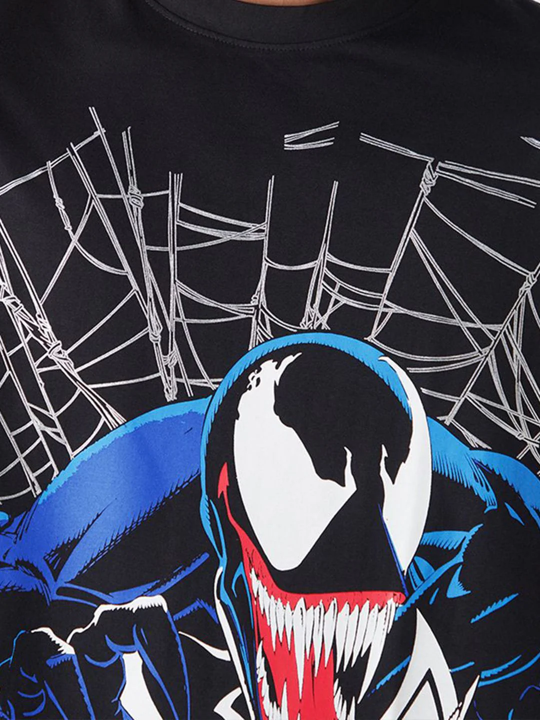 Bewakoof Official Marvel Venom Lethal Protector Printed Pure Cotton Oversized T-Shirt - Image 2