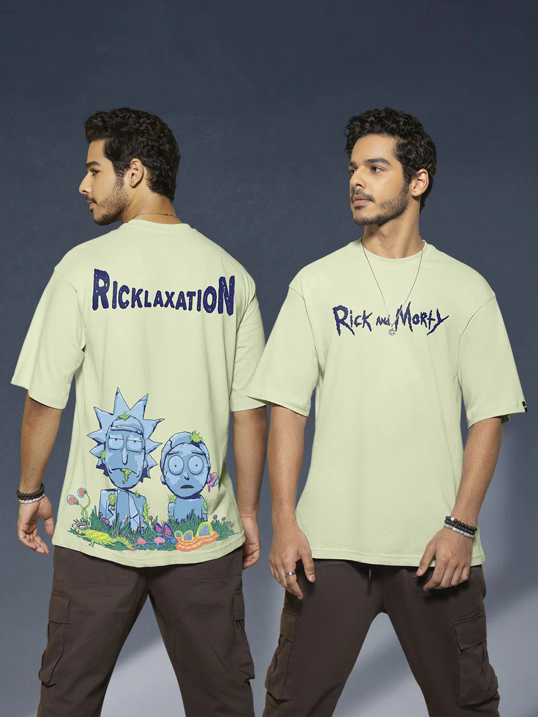 Bewakoof Official Rick and Morty Merchandise  Stoned Rick Morty Printed Oversized T-shirt - Image 7