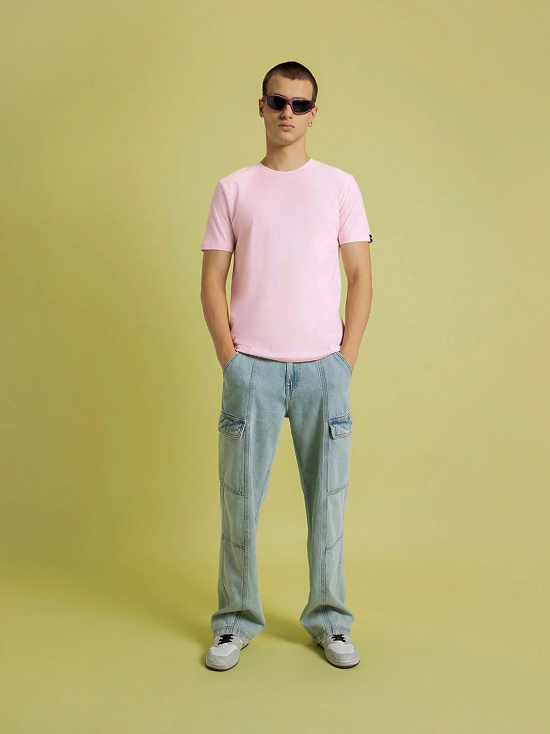Bewakoof Pink Round Neck Short Sleeves Pure Cotton Regular T-shirt - Image 4