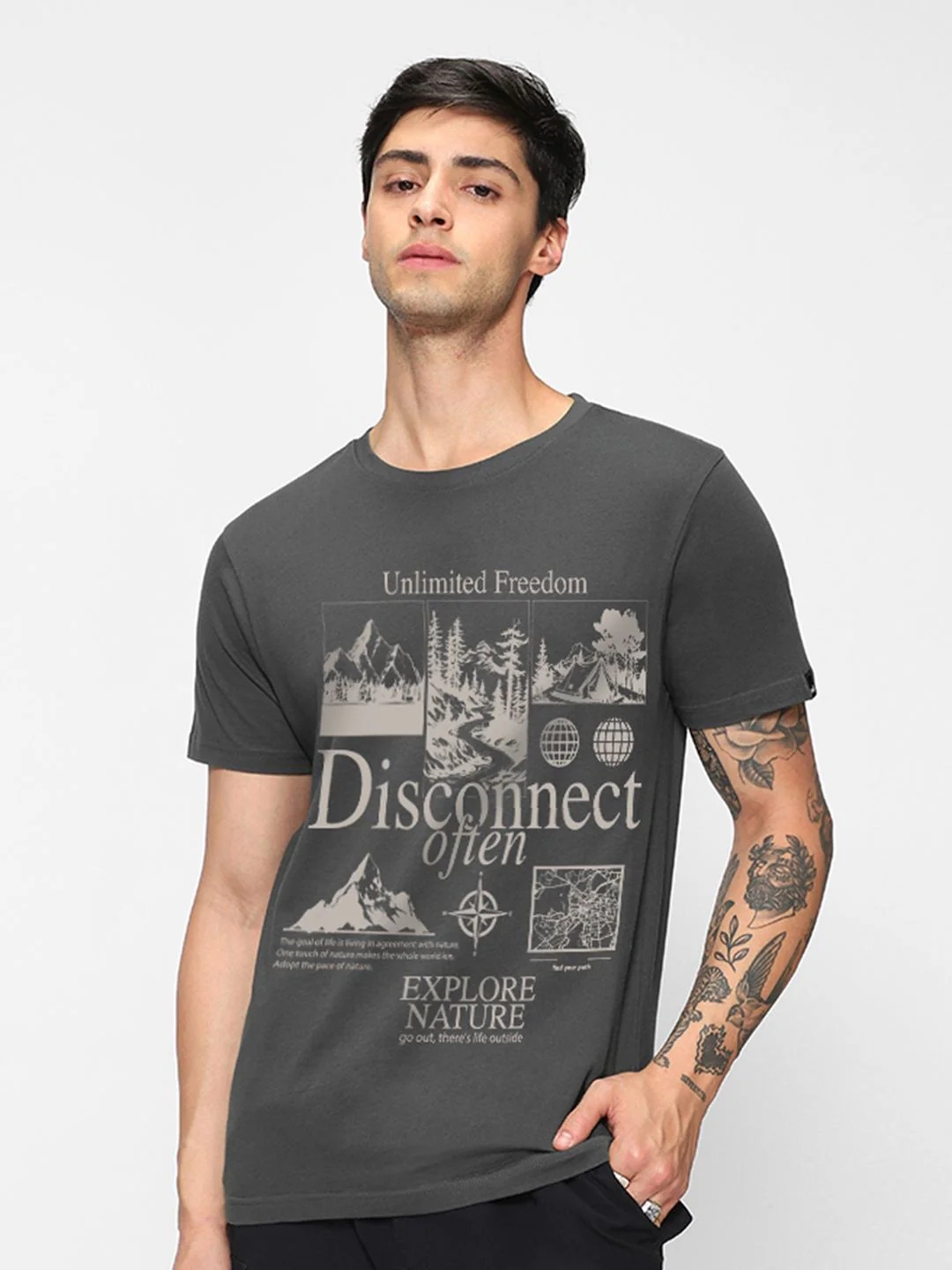Bewakoof Pure Cotton Graphic Printed Round Neck T-shirt