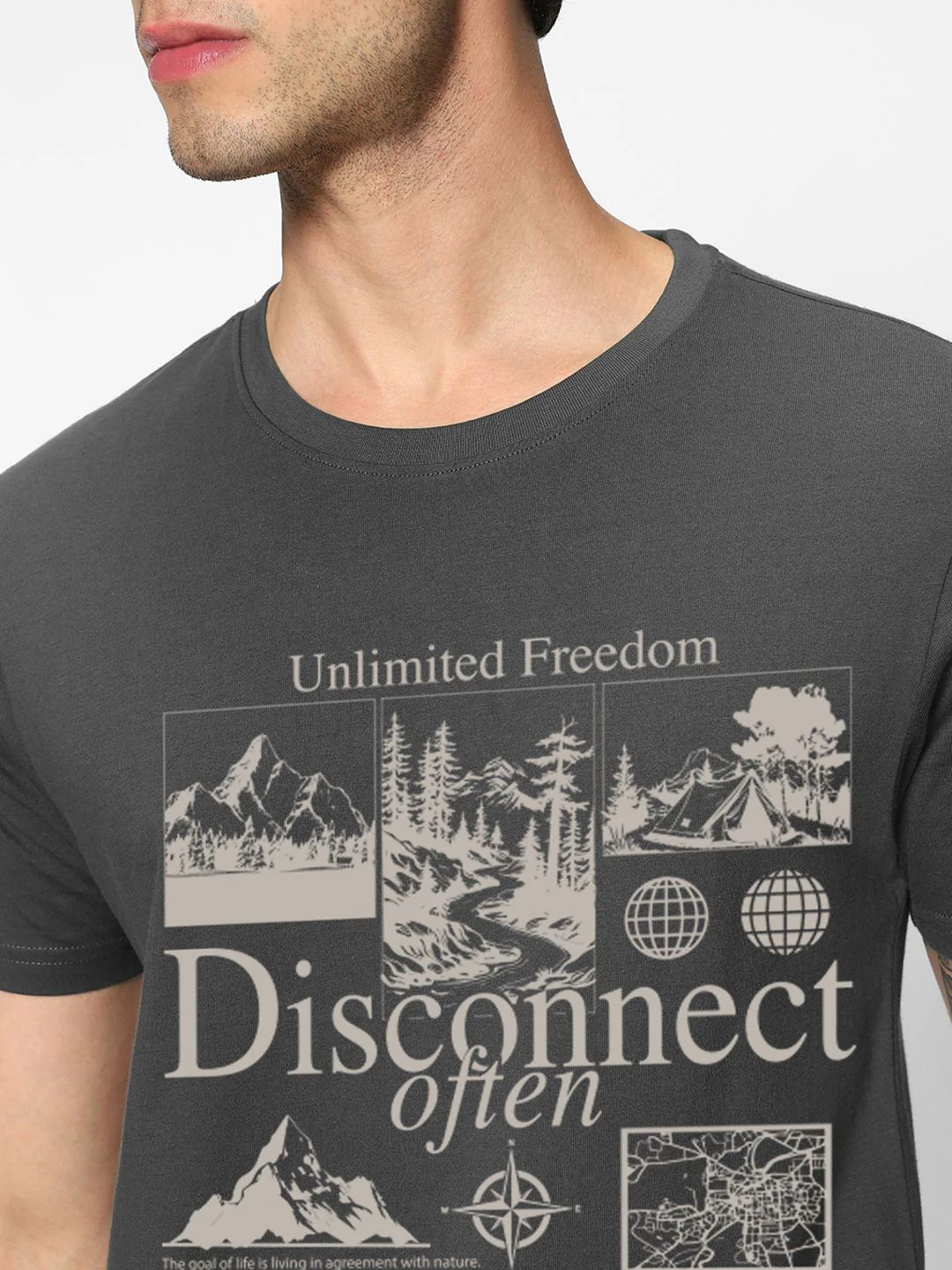 Bewakoof Pure Cotton Graphic Printed Round Neck T-shirt - Image 2