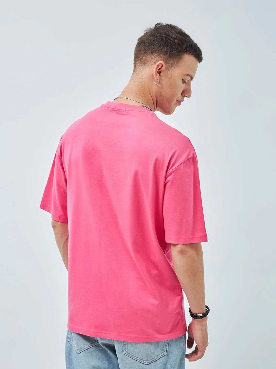 Bewakoof Round Neck Short Drop Shoulder Sleeves Cotton Oversized T-shirt - Image 5