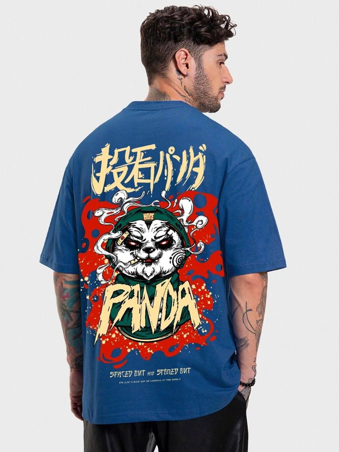 Bewakoof Stoned Panda Graphic Printed Oversized T-shirt - Image 4