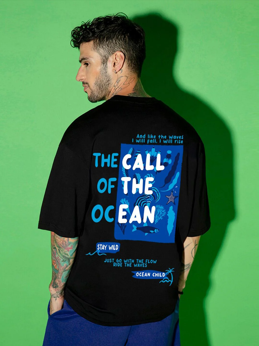 Bewakoof Typography Printed Drop-Shoulder Sleeves Oversized Cotton T-shirt - Image 5