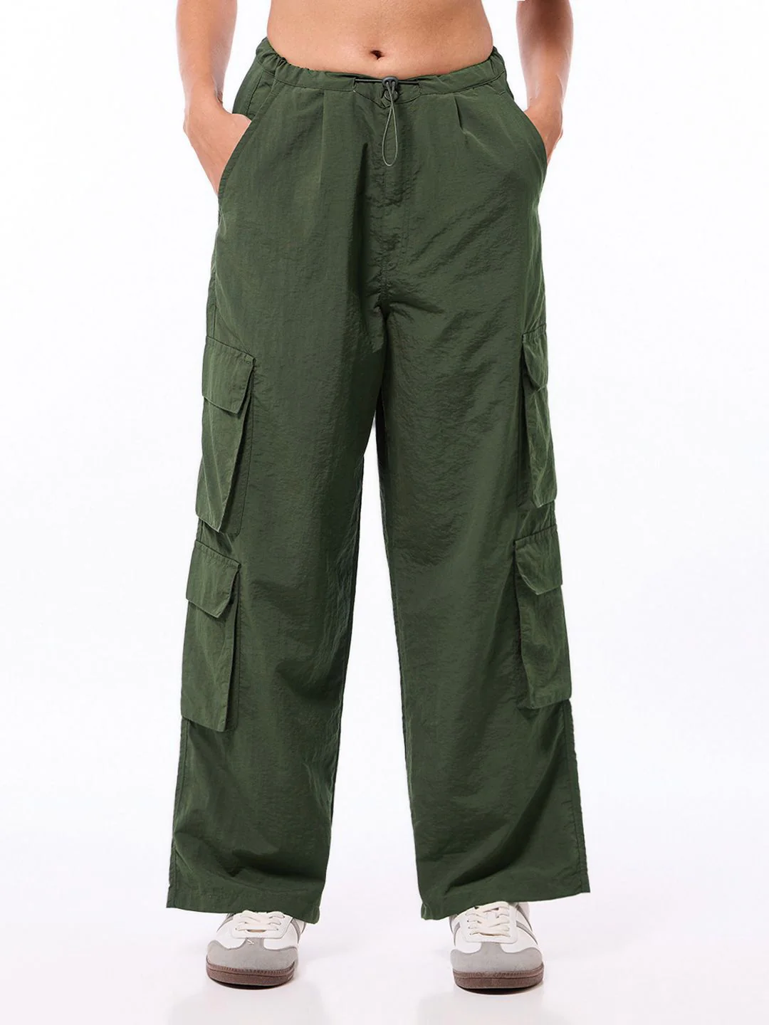 Bewakoof Women Baggy Loose Fit High-Rise Cargo Parachute Pants - Image 2
