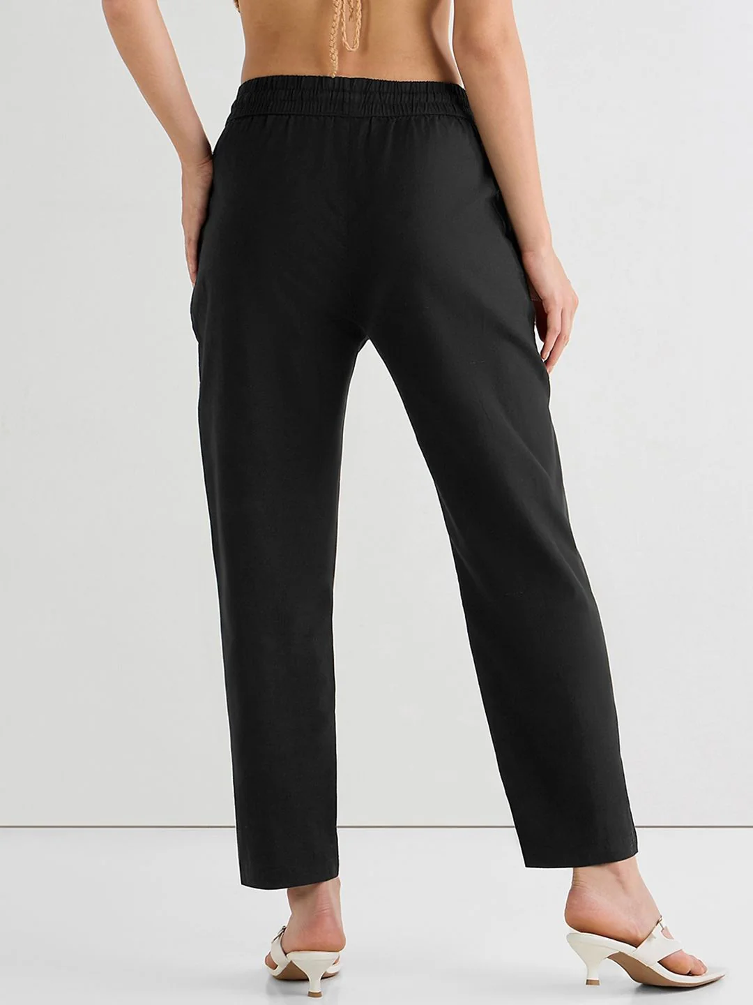 Bewakoof Women Black Linen Pants - Image 3