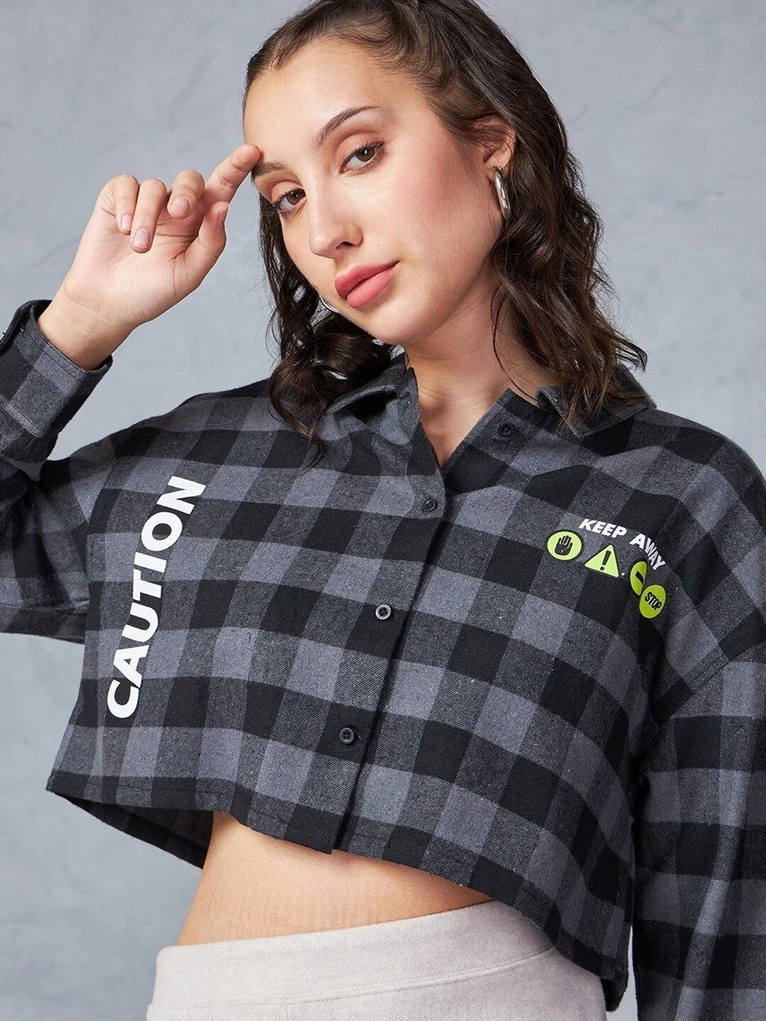 Bewakoof Women Buffalo Checks Opaque Checked Casual Oversized Shirt - Image 2