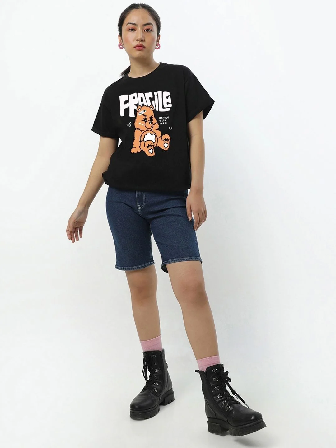 Bewakoof Women Fragile Graphic Printed Boyfriend T-shirt - Image 10