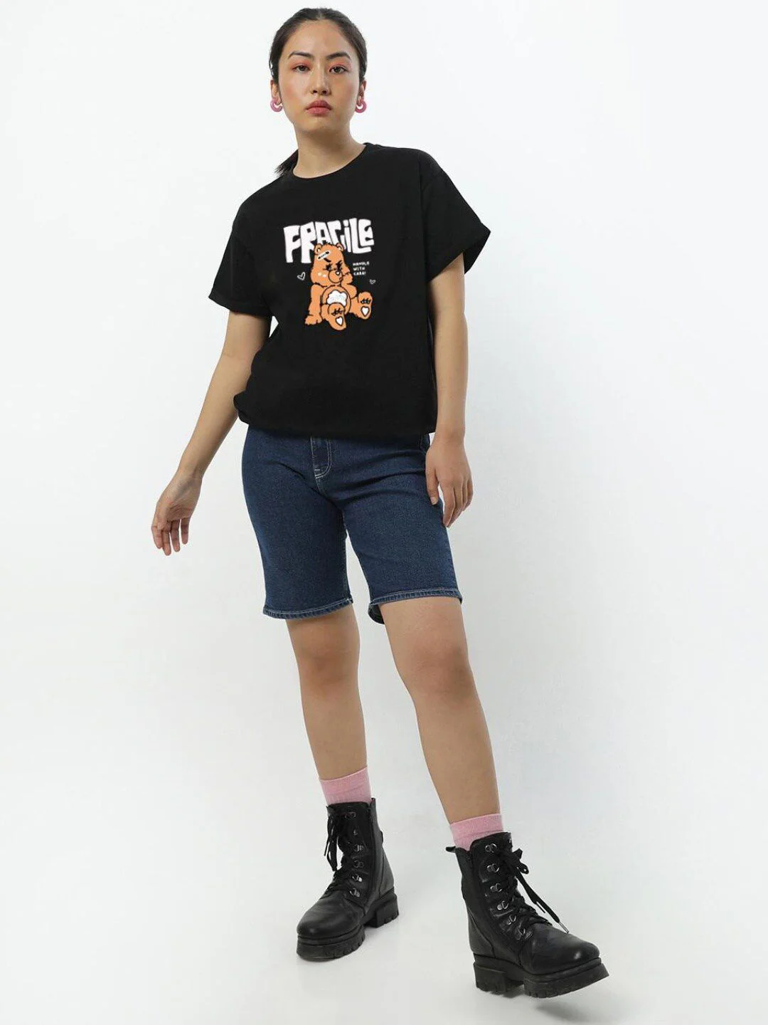 Bewakoof Women Fragile Graphic Printed Boyfriend T-shirt - Image 5