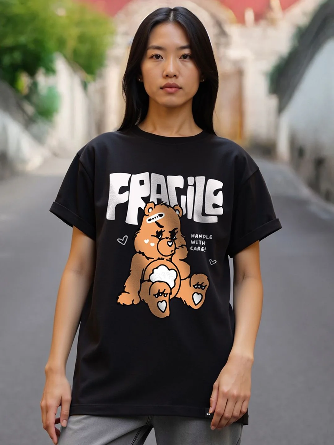 Bewakoof Women Fragile Graphic Printed Boyfriend T-shirt - Image 7