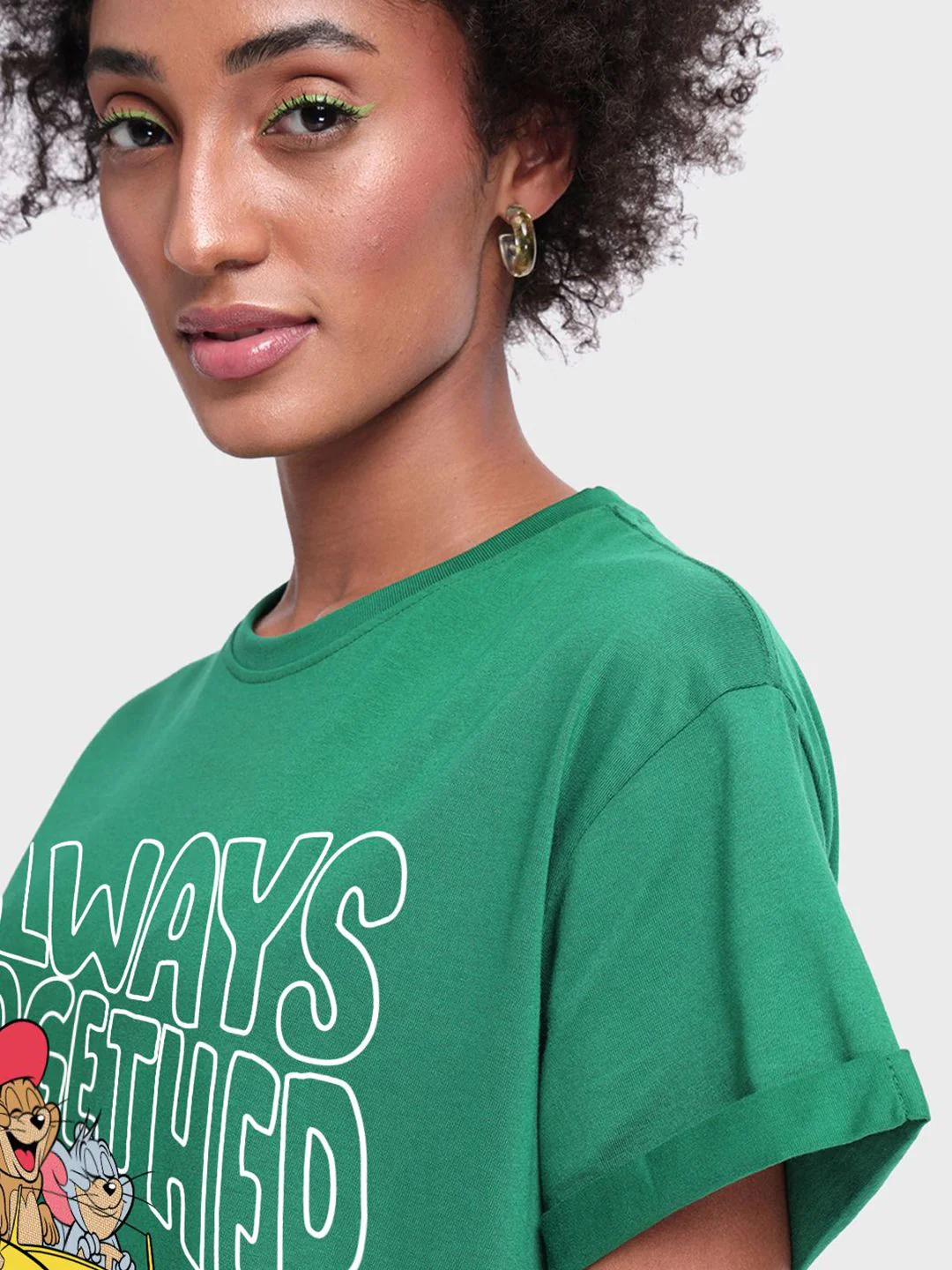 Bewakoof Women Graphic Printed Round Neck Cotton Relaxed Fit Tom & Jerry T-shirt - Image 2