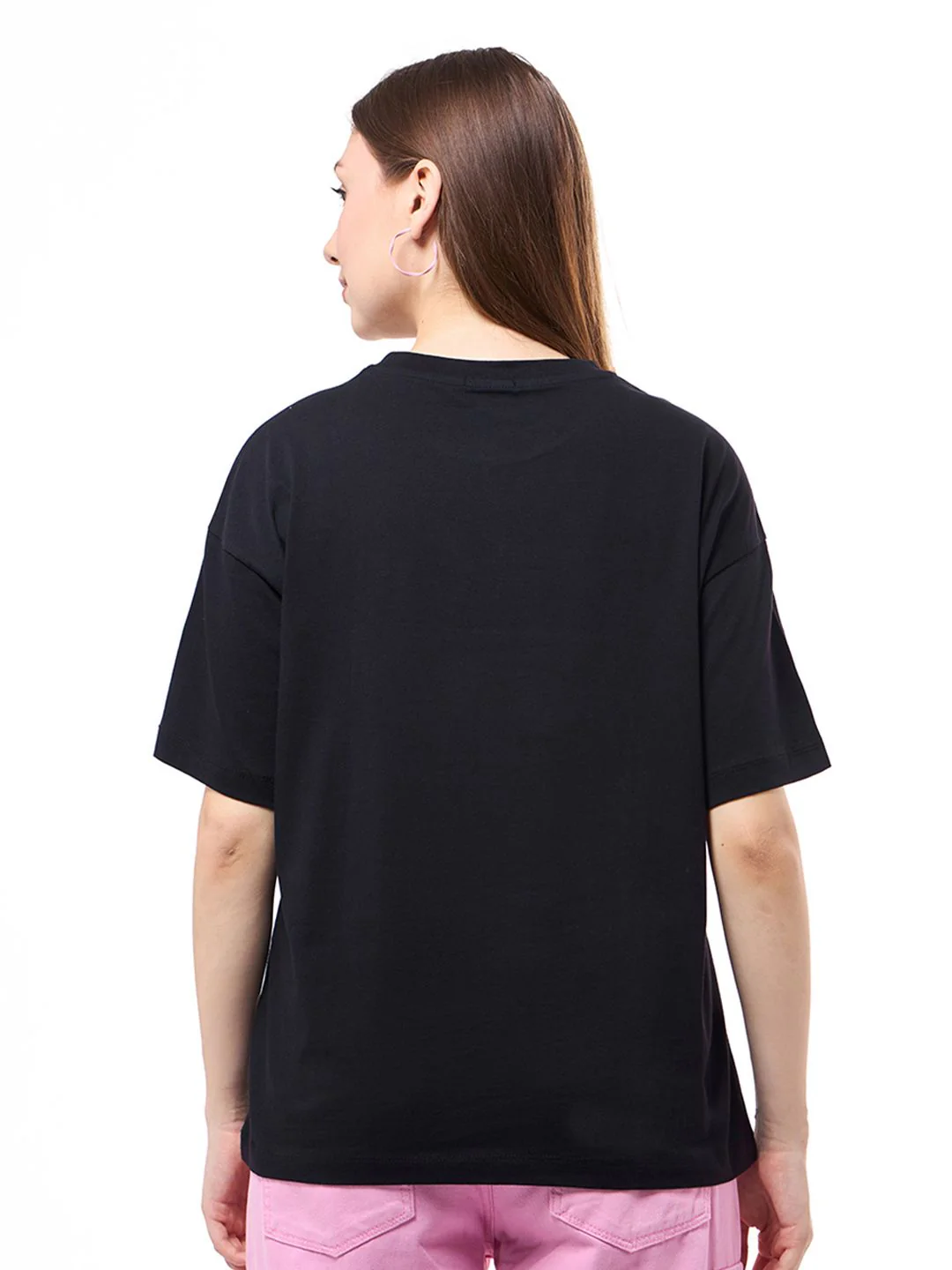Bewakoof Women Graphic Printed Round Neck Pure Cotton Oversized T-shirt - Image 4