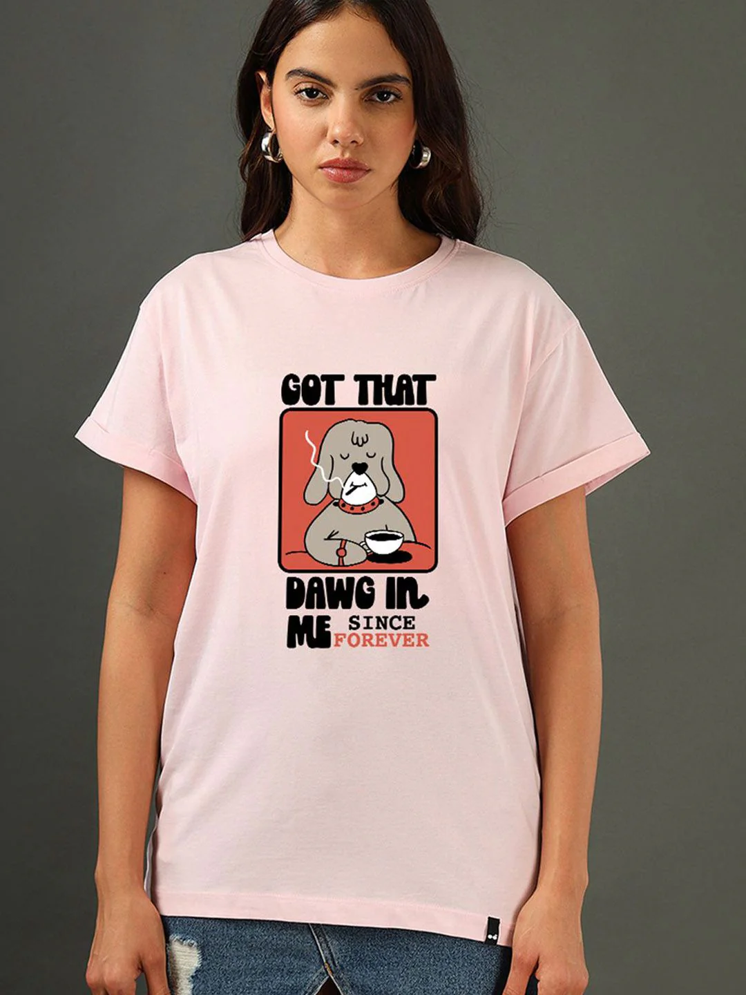 Bewakoof Women Graphic Printed Round Neck Pure Cotton Relaxed Fit T-shirt