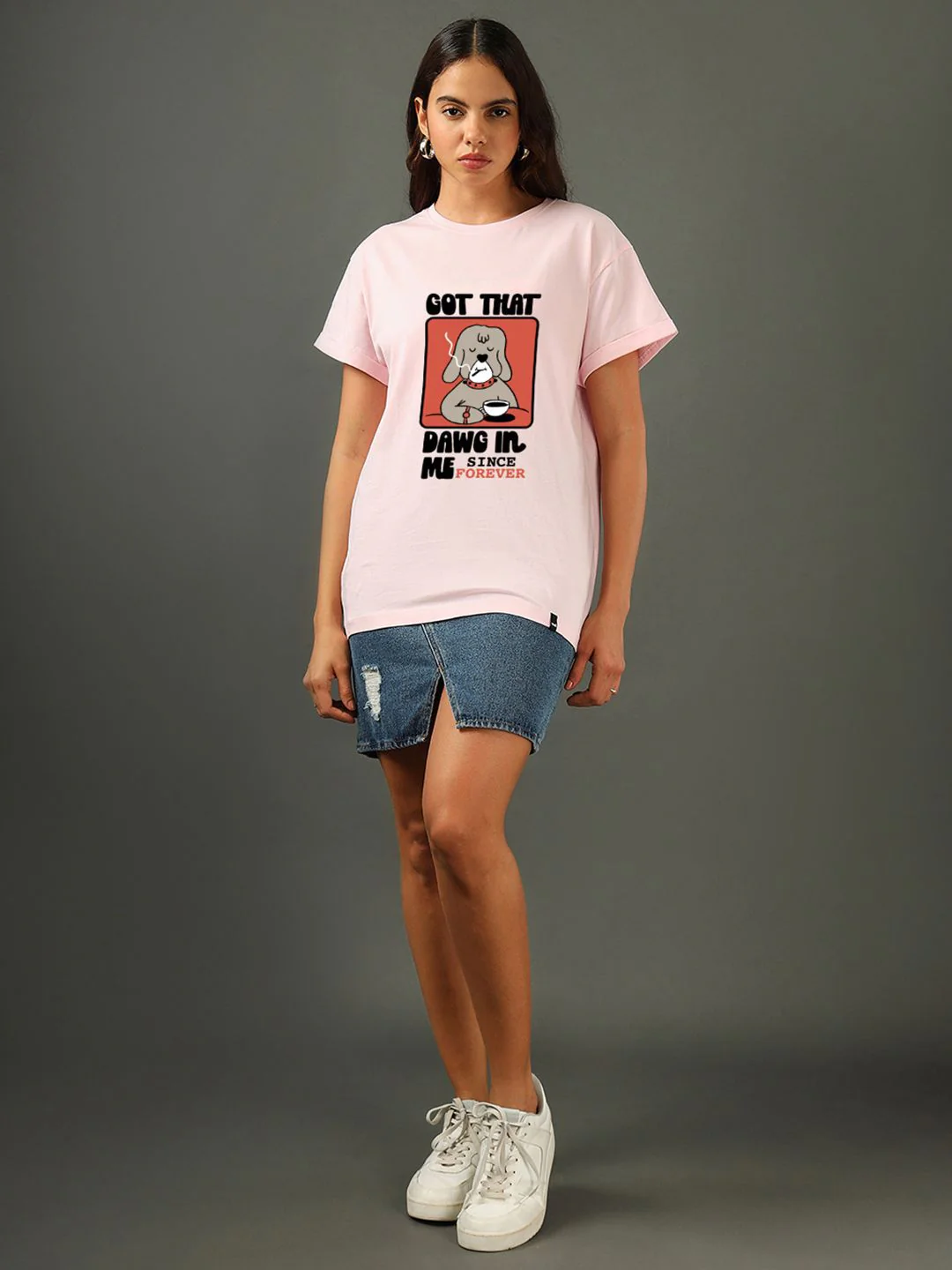 Bewakoof Women Graphic Printed Round Neck Pure Cotton Relaxed Fit T-shirt - Image 4
