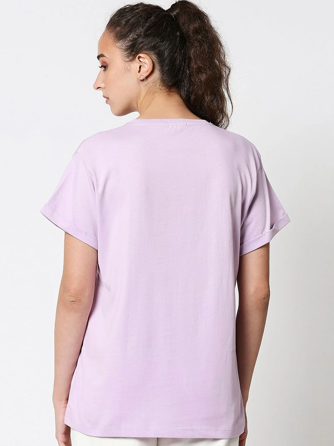 Bewakoof Women Lavender & Black Printed T-shirt - Image 10