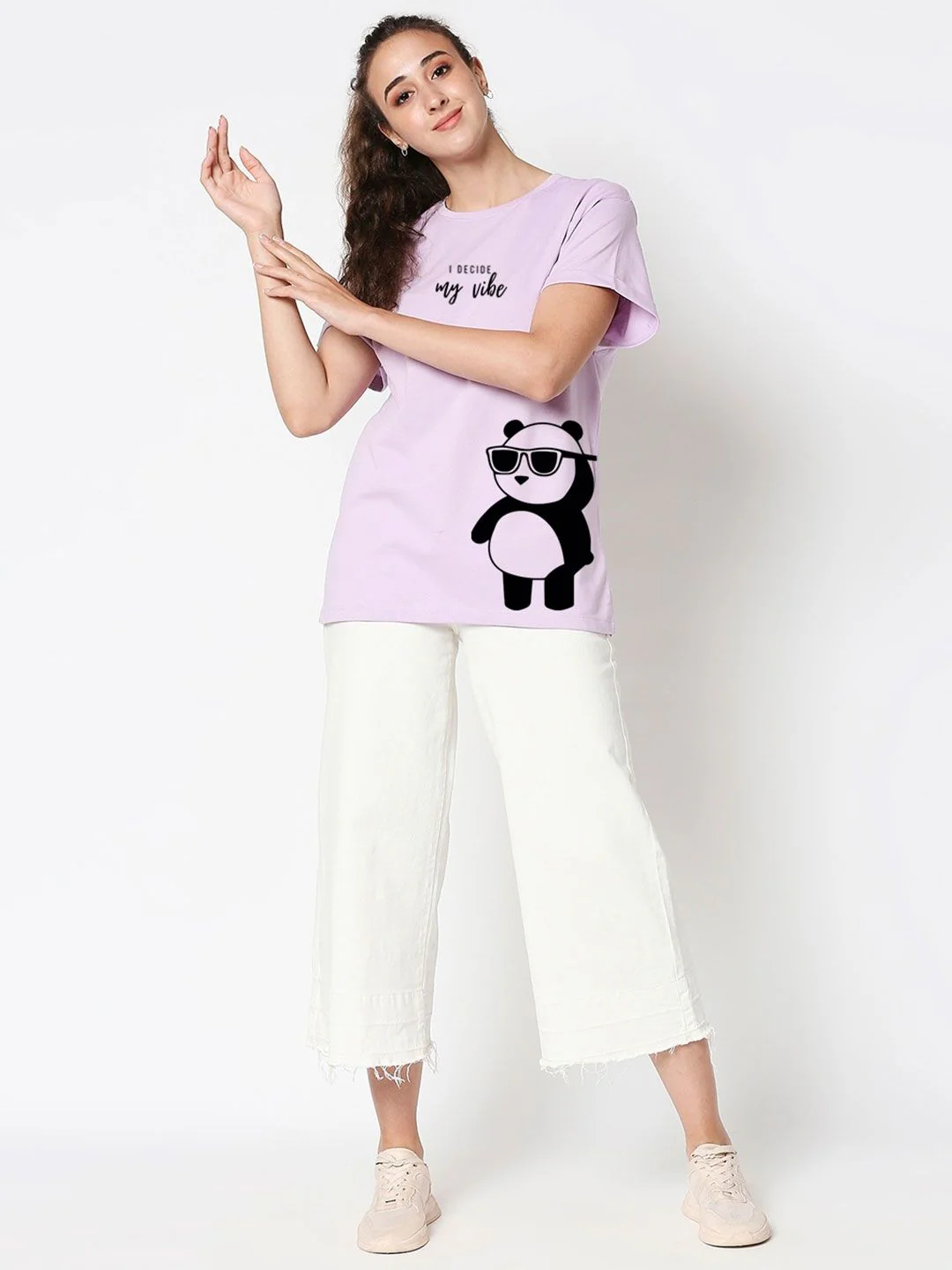 Bewakoof Women Lavender & Black Printed T-shirt - Image 9