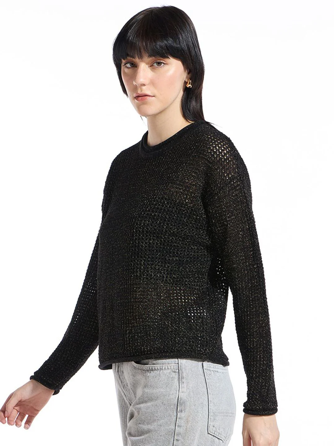 Bewakoof Women Oversized Crochet Sweater - Image 3